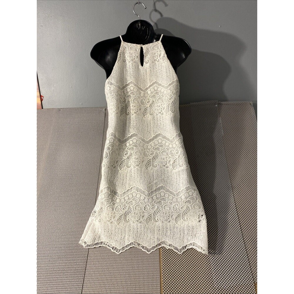 Monteau Los Angeles Mini Halter Dress White Lace Size S - Picture 5 of 7